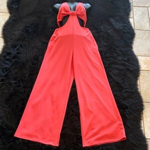 Orange Bow-Front Wide-Leg Jumpsuit